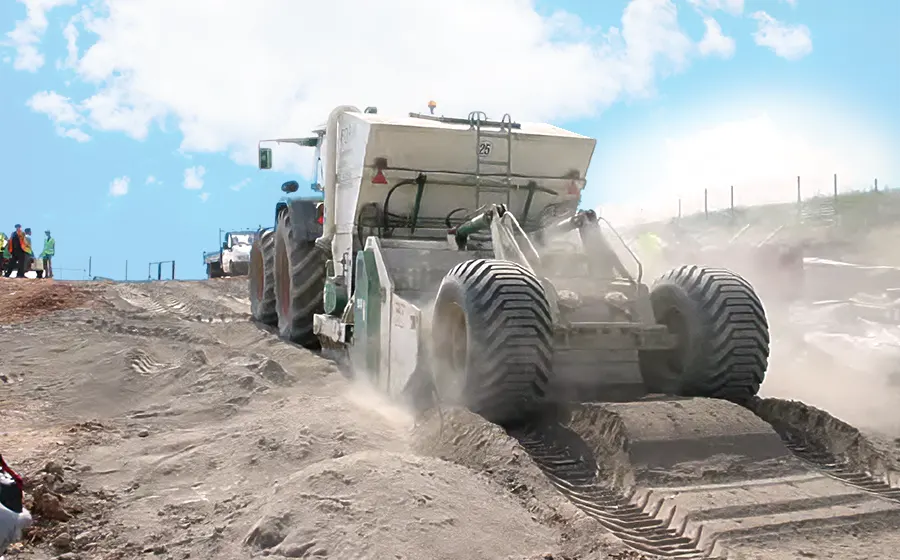 Rotavator preparing soil on construction and landscaping site in Western Sydney
